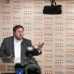 Junqueras, el pasado viernes en el centro cultural Blanquerna de Madrid, poco después de reunirse con Montoro