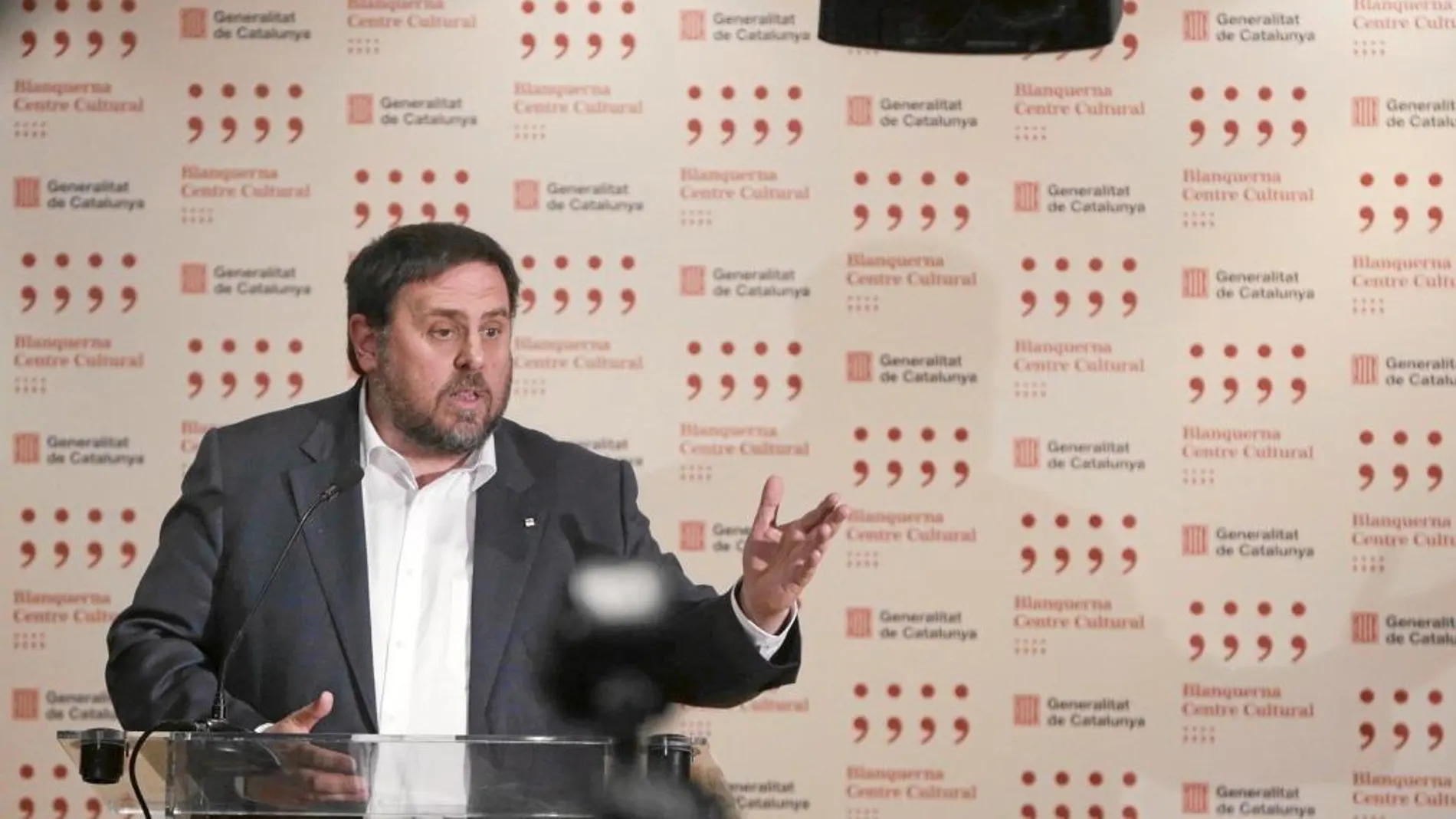 Junqueras, el pasado viernes en el centro cultural Blanquerna de Madrid, poco después de reunirse con Montoro