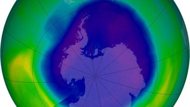 Huella del agujero de la capa de ozono, en una imagen de archivo