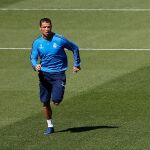 Cristiano Ronaldo durante el entrenamiento de hoy