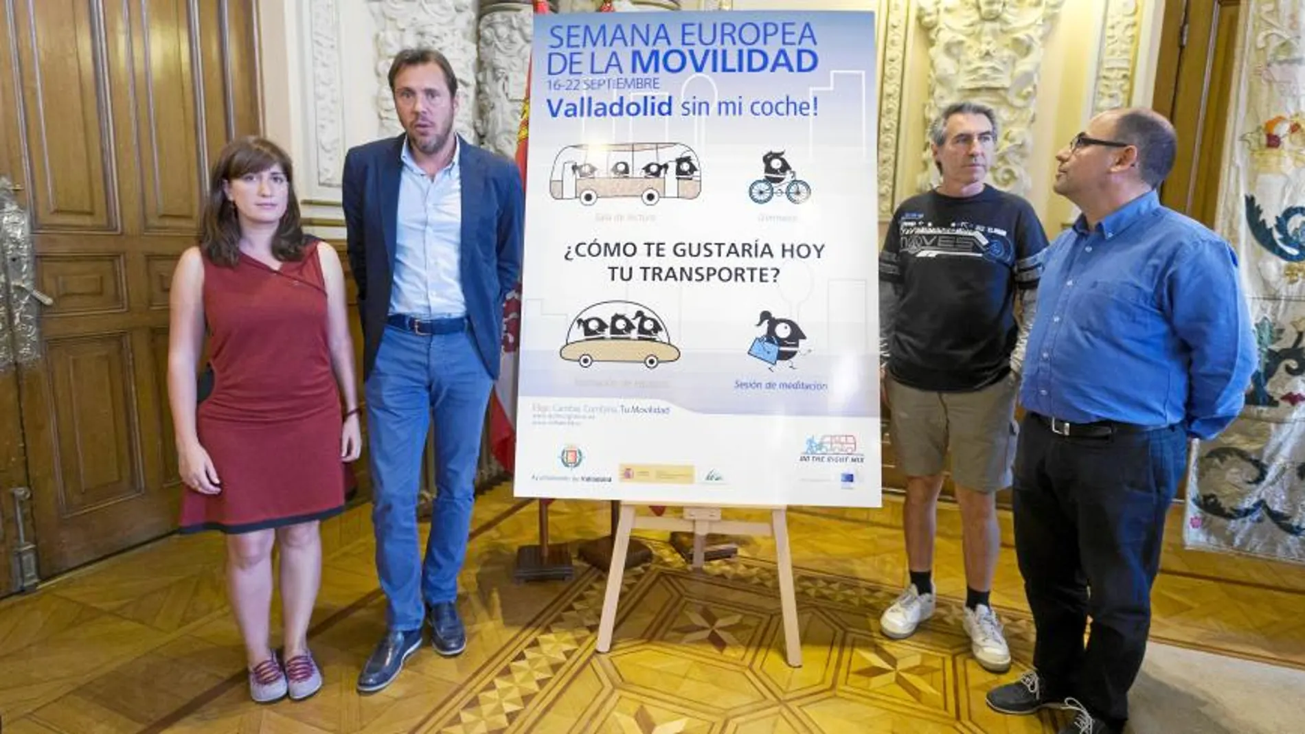 María Sánchez, Óscar Puente, Demetrio Saster y Luis Vélez durante la presentación de los actos de la Semana de la Movilidad