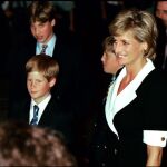 Diana de Gales junto a sus hijos Enrique y Guillermo en los 90