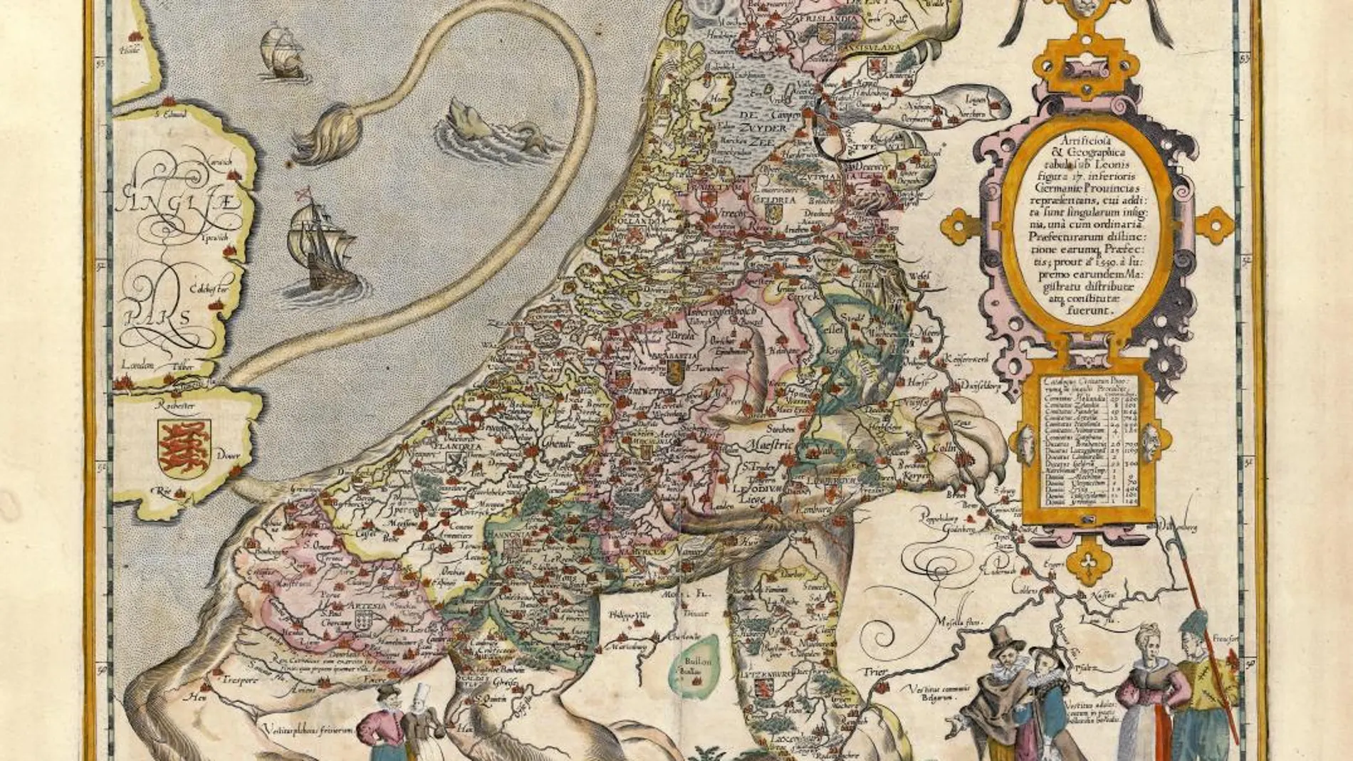 «Mapa de los Países Bajos en forma de León» (1622), obra de Pieter van der Keere