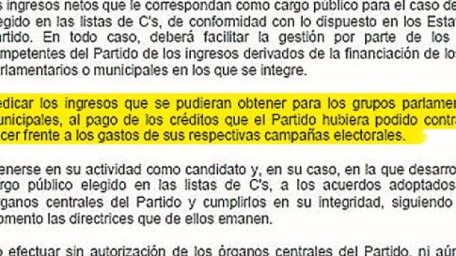 Extracto del documento que deben firmar los futuros ediles