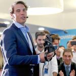 Nadal, en la sede de Movistar, se enfrentó a un Nadal virtual. Disputó dos juegos y terminó 1-1 disputaron acabaron con un empate