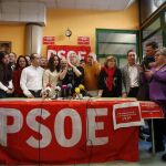 Representantes de las casi 50 plataformas de militantes del PSOE constituidas por toda España, en la cafetería de la Fundación Abogados de Atocha