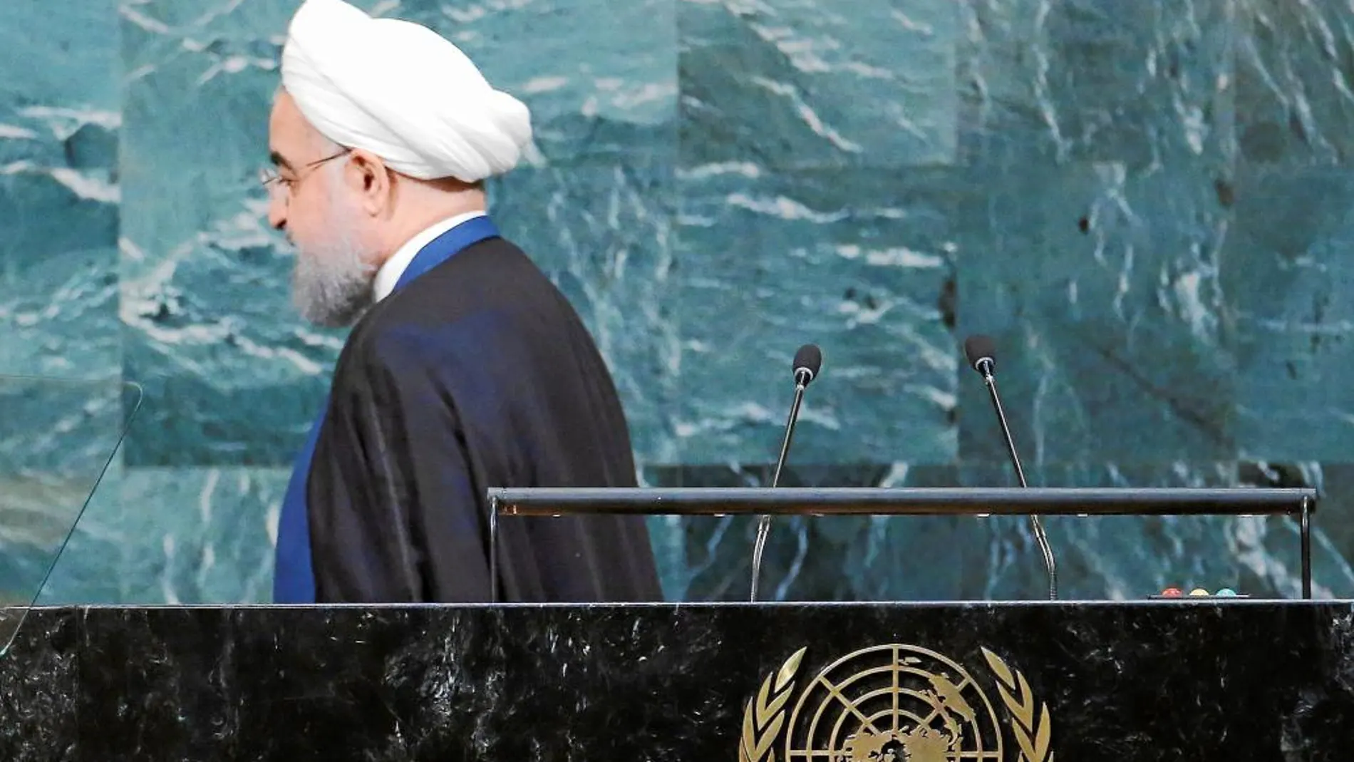 Hasan Rohani, presidente iraní, durante su discurso en Nueva York