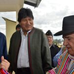 Evo Morales visita las obras de construcción de la sede del Parlamento Suramericano.