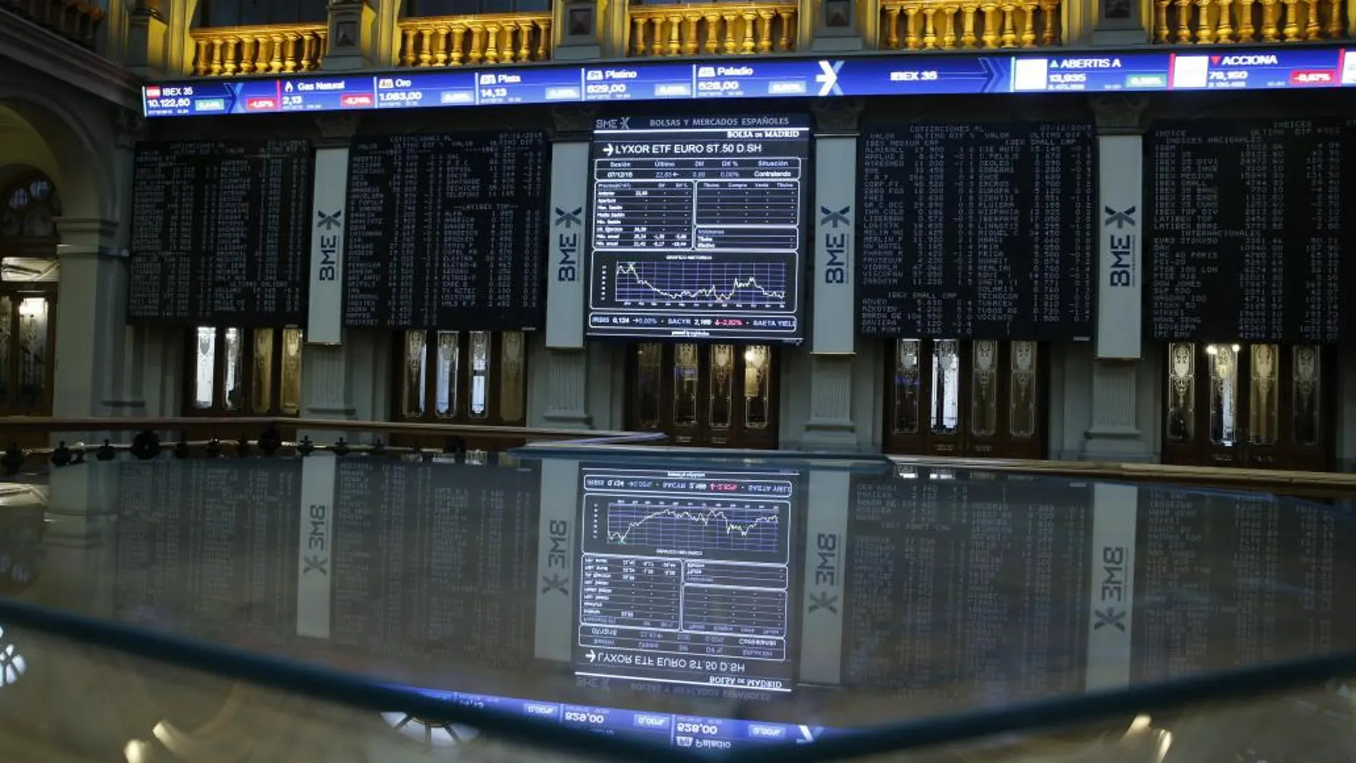 Paneles informativos de la Bolsa de Madrid