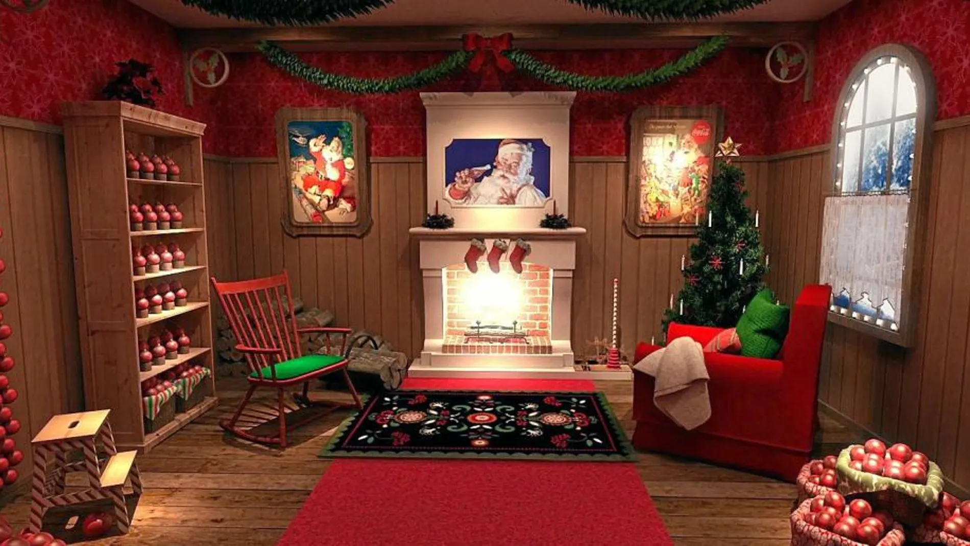 En el salón de Santa Claus los niños pueden hablar con él por teléfono