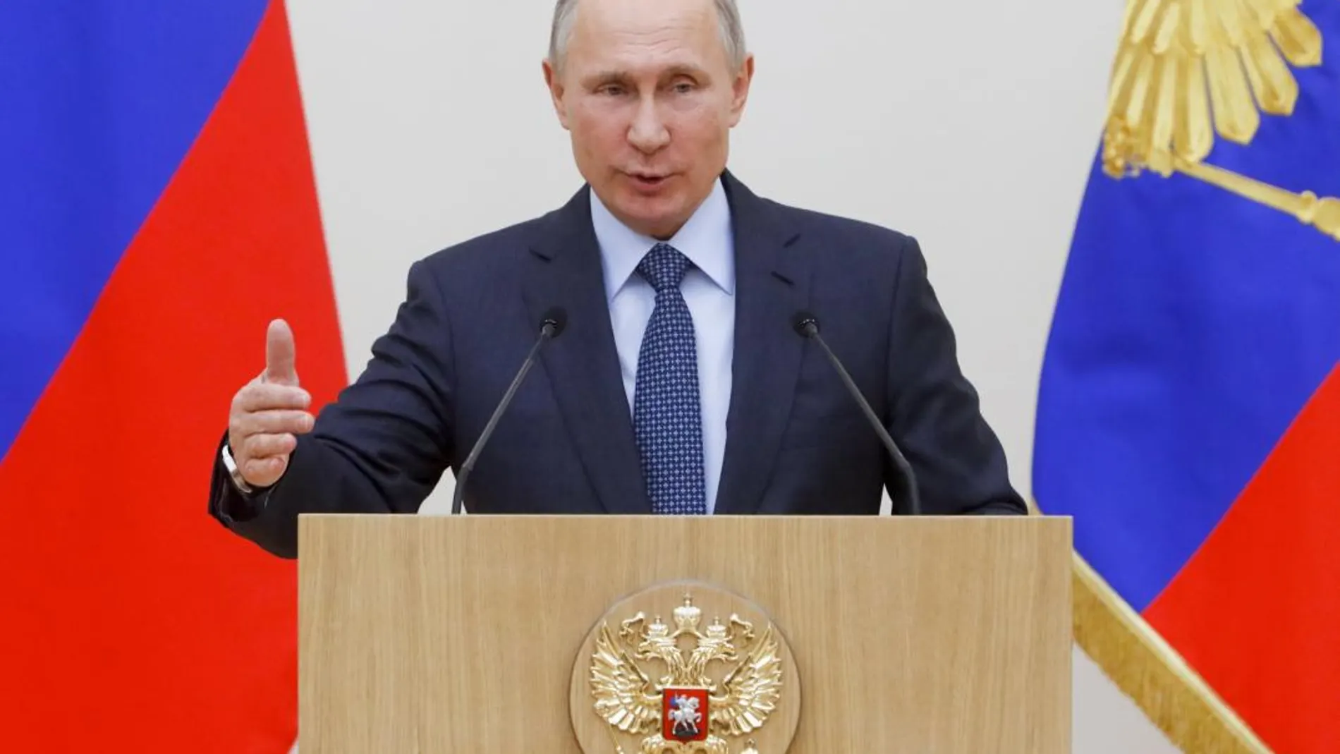 Vladimir Putin durante un discurso en Moscú