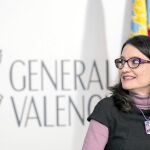 La vicepresidenta del Consell, Mónica Oltra, ayer durante la rueda de prensa posterior a la reunión semanal