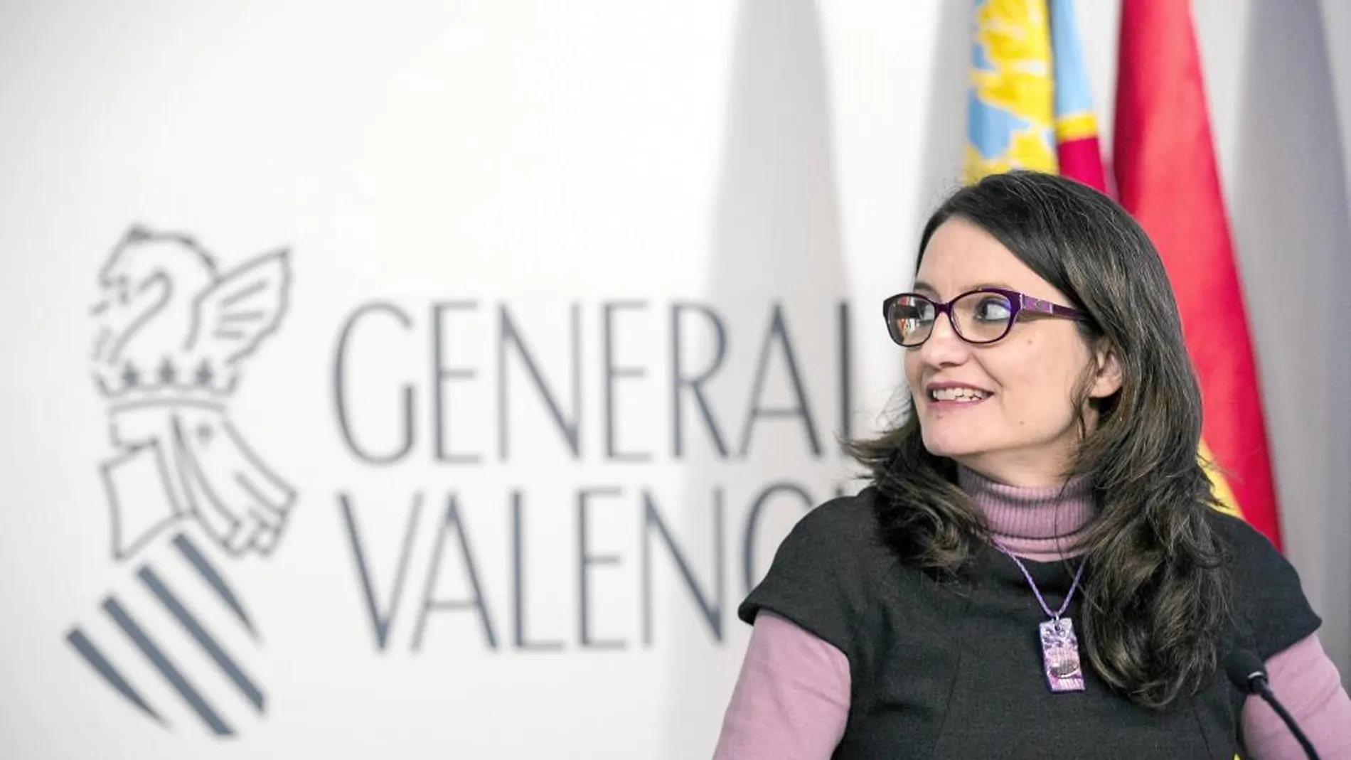La vicepresidenta del Consell, Mónica Oltra, ayer durante la rueda de prensa posterior a la reunión semanal