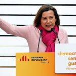 La presidenta del Parlament, Carme Forcadell, durante un acto electoral