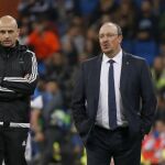 El técnico del Real Madrid, Rafa Benitez, durante el encuentro