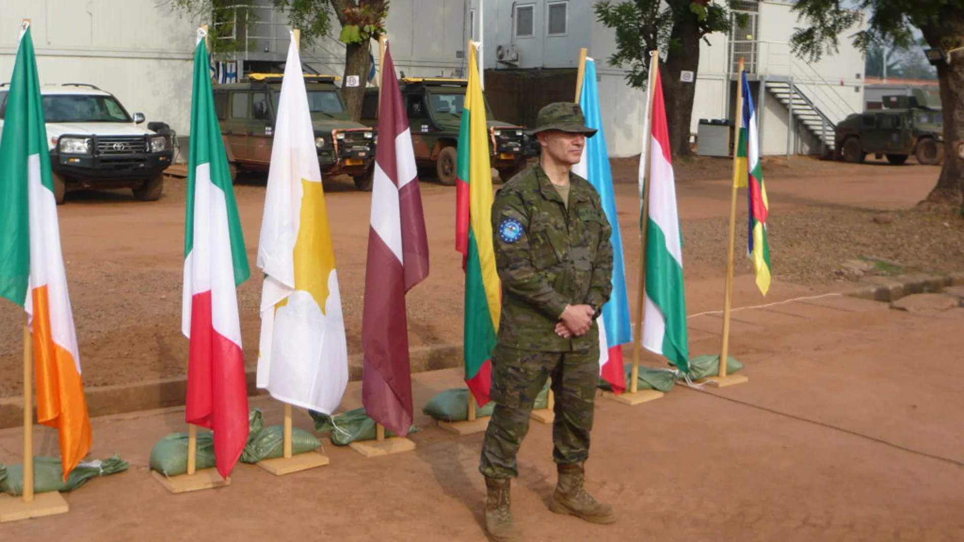 Imagen del coronel Vega Mancera cuando estaba destinado en la misión internacional de Bangui.