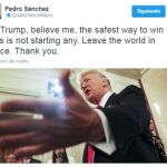 Twitter se ríe del consejo de Pedro Sánchez a Trump