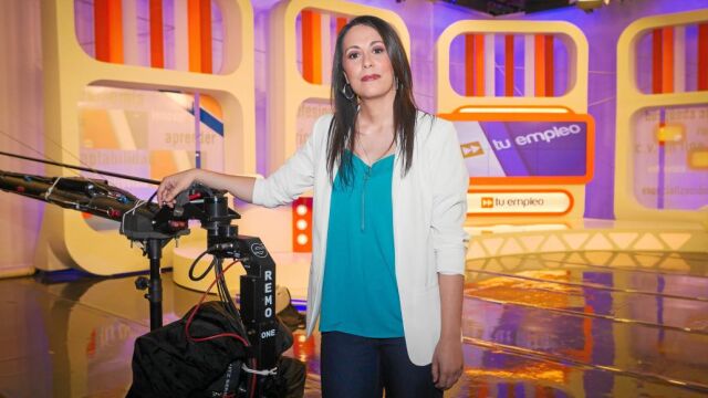 Belén Martín, ayer, tras la grabación del programa «Tu empleo», que se emite de lunes a viernes en el Canal Extremadura