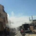 Imagen de un vídeo facilitado por la oposición siria de los bombardeos rusos sobre Homs
