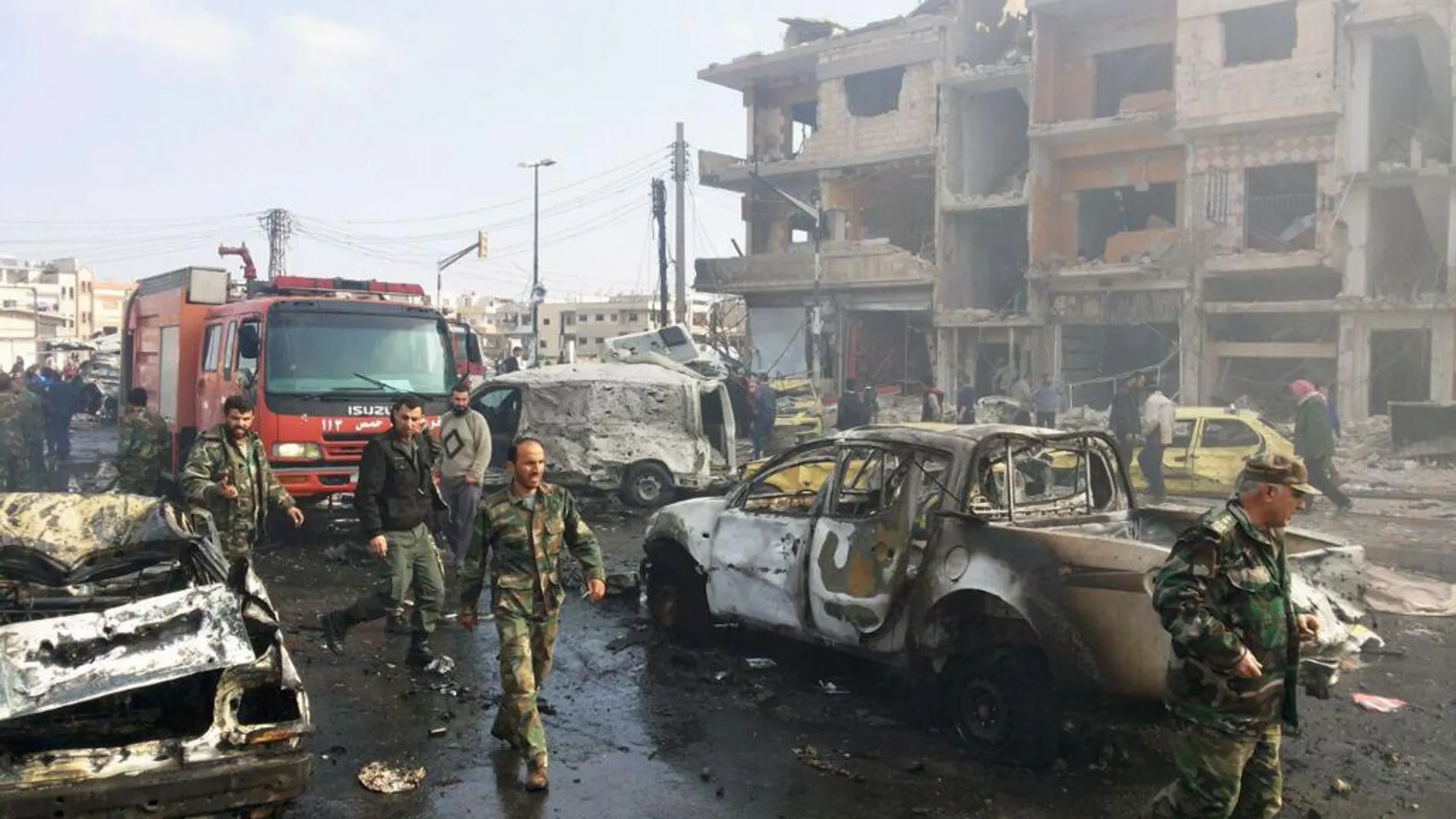 Imagen del atentado de hoy en Homs.