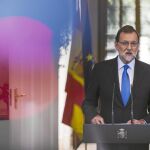 Mariano Rajoy, durante su comparacencia el viernes en Moncloa para hacer el balance del curso político que termina