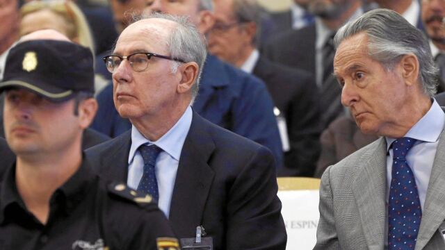 Rodrigo Rato y Miguel Blesa, durante el juicio de las «tarjetas black»