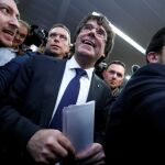 Puigdemont durante su rueda de prensa en Bruselas