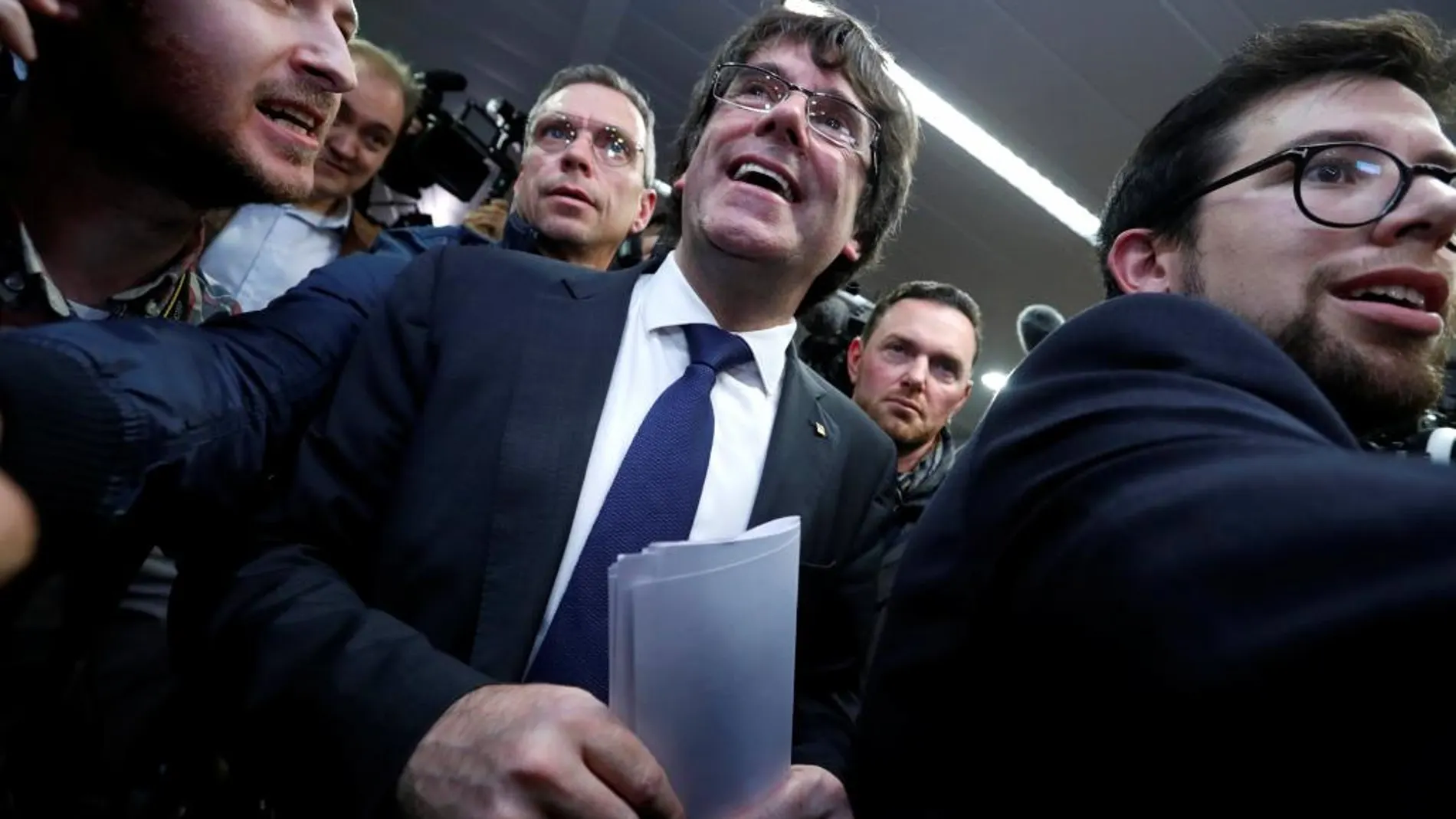 Puigdemont durante su rueda de prensa en Bruselas