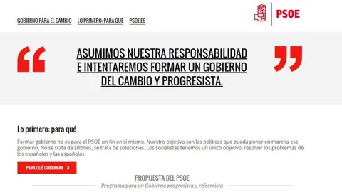 El PSOE pone en marcha una web para informar sobre las negociaciones de gobierno