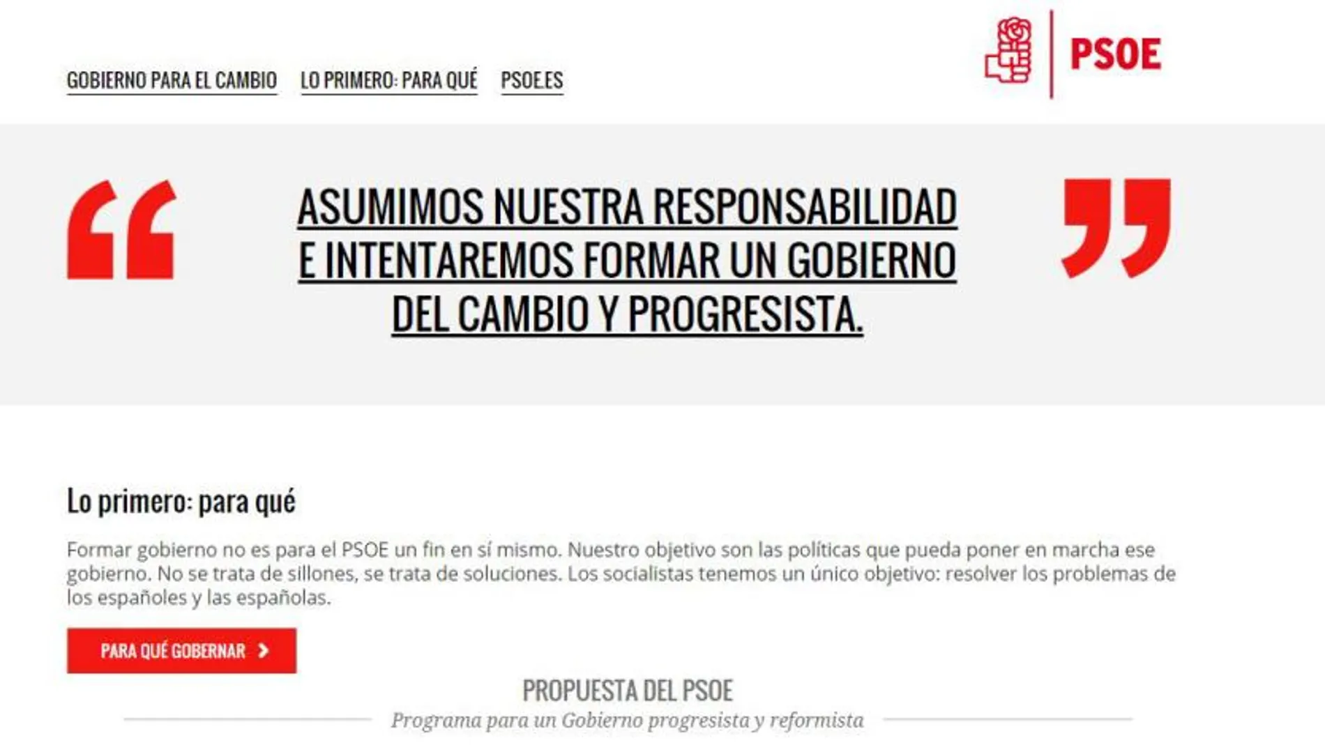 El PSOE pone en marcha una web para informar sobre las negociaciones de gobierno