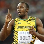Usain Bolt, después de ganar en la final de los 200 de los Juegos de Pekín