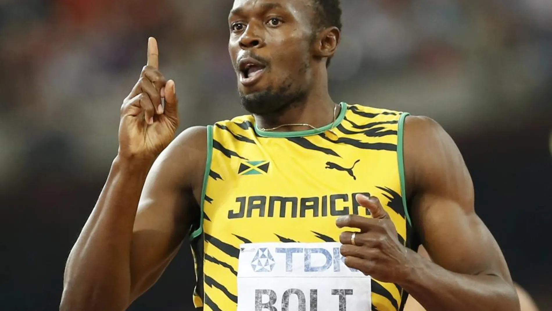 Usain Bolt, después de ganar en la final de los 200 de los Juegos de Pekín
