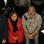 De izquierda a derecha, Artur Mas, Carmen Forcadell, Raúl Romeva y Oriol Junqueras