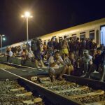 Decenas de refugiados sirios junto a la frontera croata.