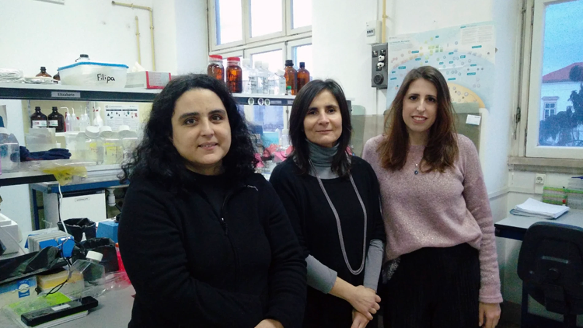 Imagen de las investigadoras Teresa Cunha Oliveira, Ana Cristina Rego y Luana Naia
