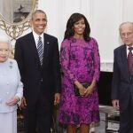 La reina Isabel II de Inglaterra, el presidente de Estados Unidos, Barack Obama y su esposa, Michelle, y el príncipe Felipe de Edimburgo