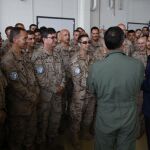 El presidente del Gobierno, Mariano Rajoy, visita la los soldados españoles que se encuentran en la base militar de Amari, Estonia.