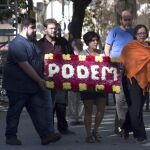 El líder de Podem en Cataluña, Albano Dante Fachin, en la ofrenda floral al monumento a Rafael Casanova con motivo de la celebración de la Diada