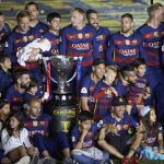 Los jugadores del FC Barcelona durante la celebración