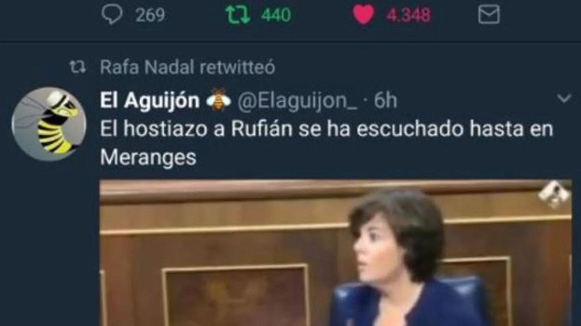 Uno de los 'retuits' que dan fe de que la cuenta de Twitter de Rafa Nadal fue hackeada