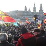 Manifestantes de Pegida en la ciudad alemana de Dresde.