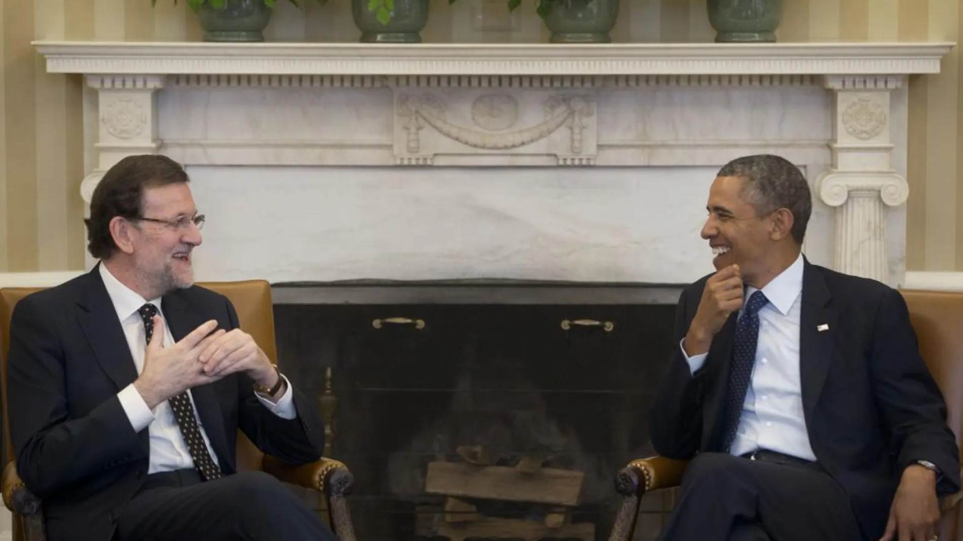 Mariano Rajoy durante una reunión con Barack Obama en la Casa Blanca en 2014