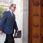Artur Mas, ayer, en el Palau de la Generalitat para la reunión de cada martes