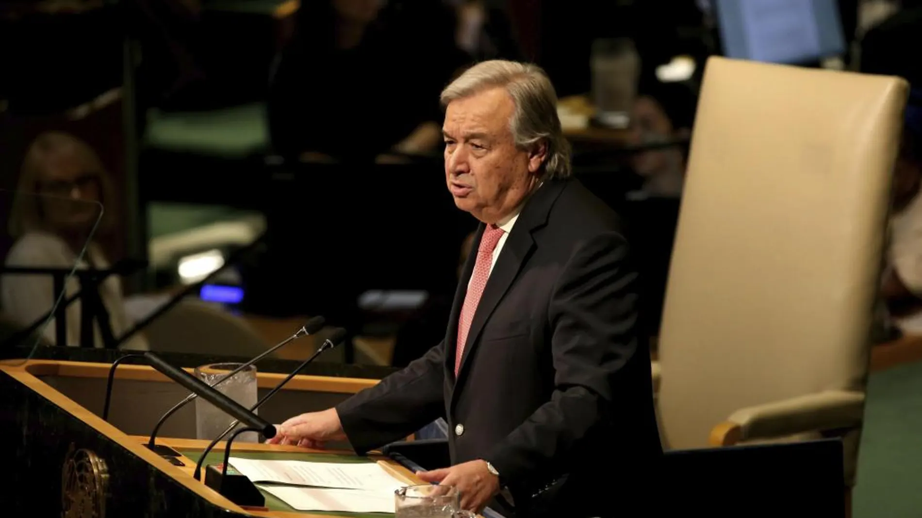 El secretario general de la ONU, António Guterres, ofrece un discurso de apertura del debate de alto nivel de la Asamblea General de la ONU, en su sede en Nueva York