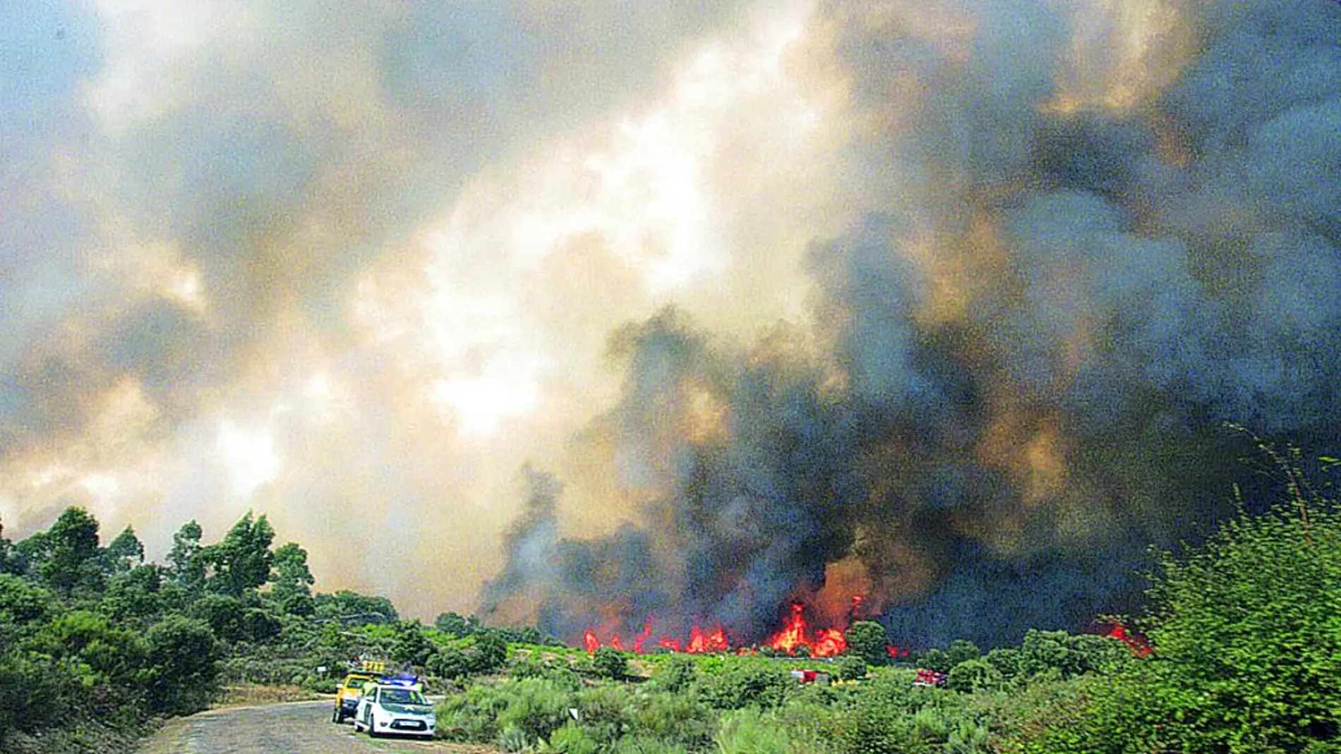 Imagen del incendio declarado en las inmediaciones de la localidad salmantina de Bermellar