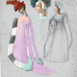 «Diseño de vestuario: Beatriz», de Marià Andreu es un Gouache y lápiz de 1946 que refleja la relación directa entre las dos artes