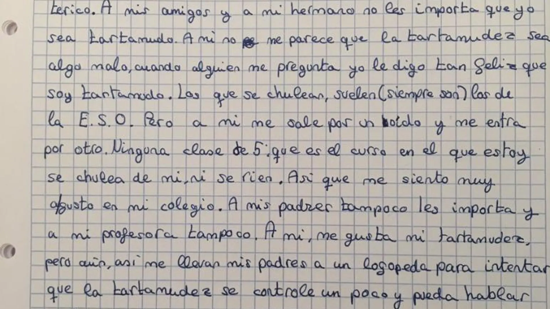 La lección de un niño de 10 años sobre su tartamudez: «A mí me gusta. Es algo único»