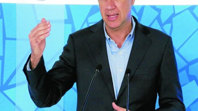 El presidente del PP, Xavier García Albiol, en rueda de prensa