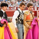 Miguel Tendero tras sufrir una cogida, ayer, en la Plaza de Toros de Albacete