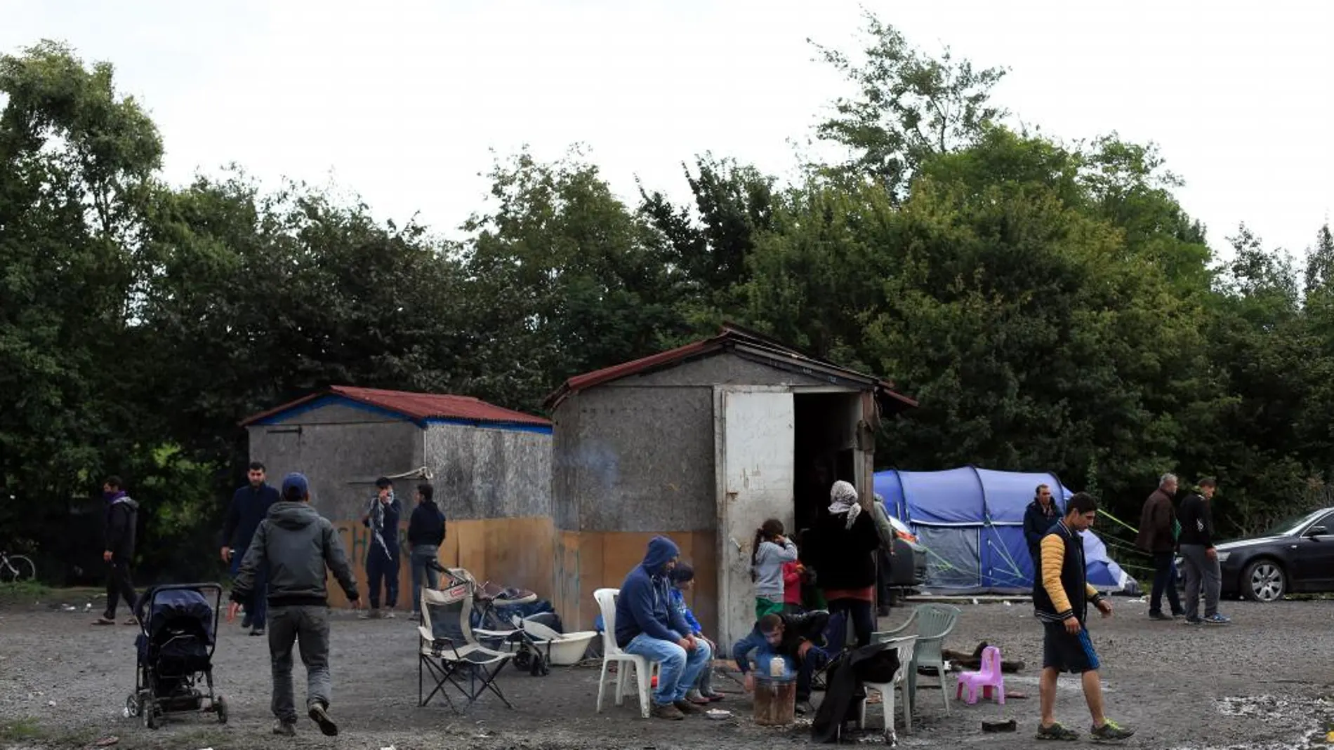 Refugiados sirios en un campo en Dunkirk